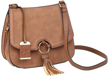 BULLDOG CROSS BODY PURSE CAMEL SUEDE - for sale